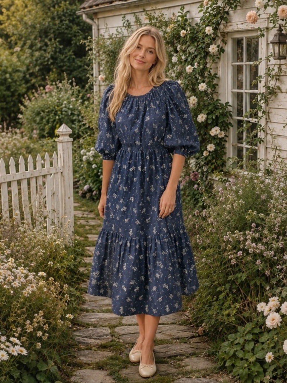 NWT SUMMERSALT The Tiered Midi Dress cotton size L